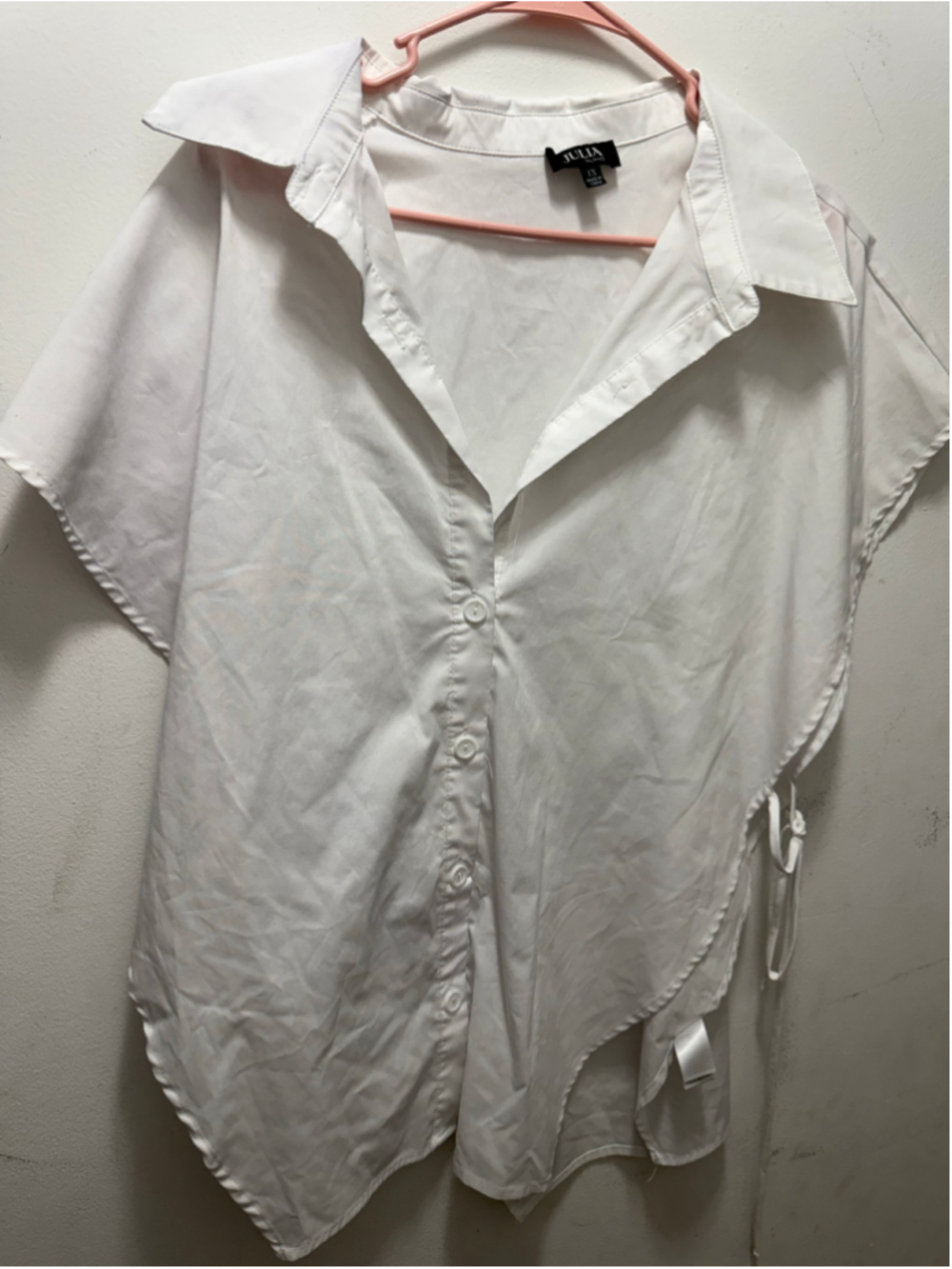 Women's JULIA by love J Button Down Shirt 1X Black White - Picture 5 of 5